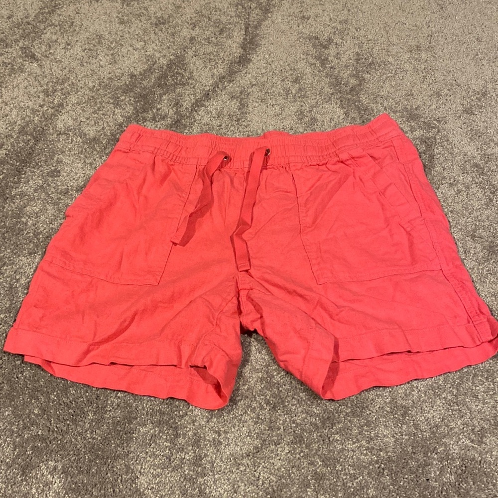 Nautica Coral Pink Linen Blend Drawstring Pull-On Shorts SIZE M
